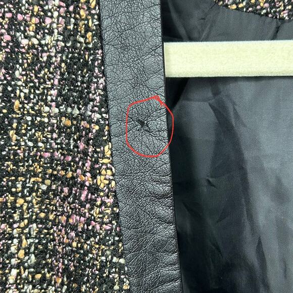 Lane Bryant Open Front Jacket Blazer Size 24 Vegan Leather Trim - Picture 10 of 12